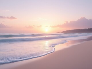 Obraz premium Zenith sunrise paints Port Stephens beach. Minimalist beauty.