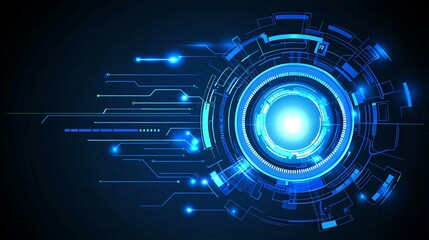 Obraz premium Futuristic Technology Design Vector Wallpaper with Blue Circle Illustration and Digital Network Concepts