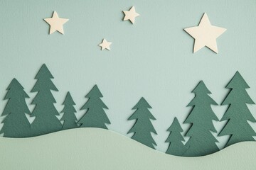 Obraz premium Paisagem de natal em miniatura com Papai Noel, renas e pinheiros cobertos de neve, estilo lúdico e colorido, criado por IA generativa.