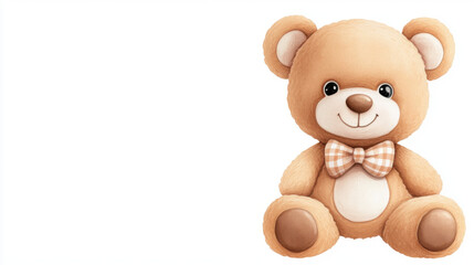 light brown teddy bear with cute bow, exuding warmth and charm. This adorable plush toy is perfect for children and adds delightful touch to any room decor