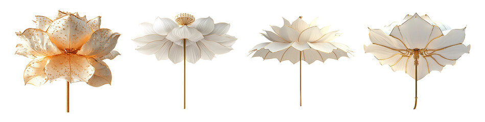 Naklejka premium Elegant Lotus Flowers on Transparent Background