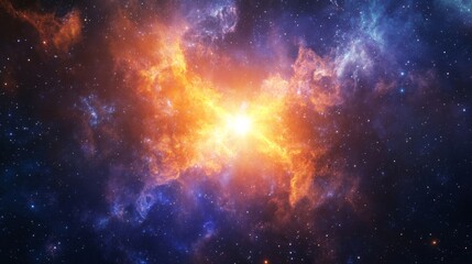 Fototapeta premium A cosmic nebula designed as a shimmering, radiant victory torch, set against a starry sky