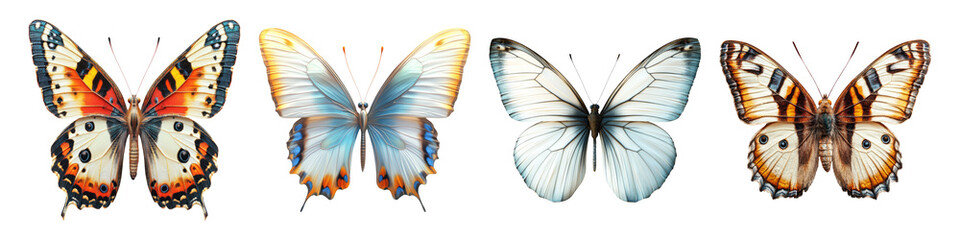 Naklejka premium Colorful Butterflies Isolated on Transparent Background