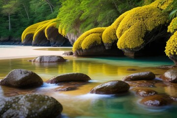 Beautiful and Peaceful Nature Scenery Illustration Landscape Countryside Tranquil Vibrant and Colorful