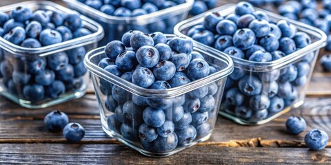 Fresh blueberries in pint containers , vibrant, juicy, organic, summer, healthy, snack, fruit, antioxidant, ripe, close-up
