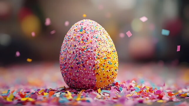 Colorful Easter eggs surrounded by confetti celebrate spring festivities and joyful gatherings
