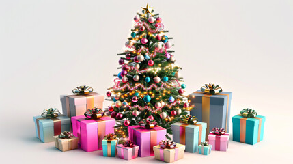 beautifully decorated christmas tree with gifts