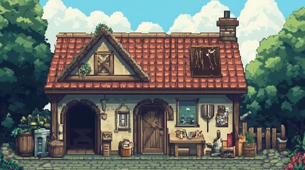 Pixel Art Cottage House