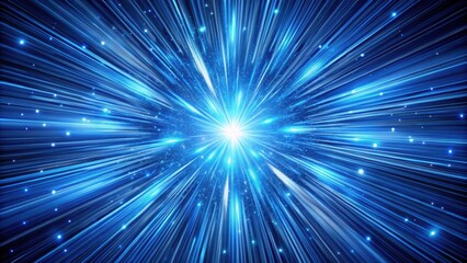 Naklejka premium Abstract blue star trail with exploding and expanding movement in warp or hyperspace motion , warp, hyperspace, motion