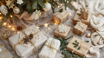 a cozy christmas tree made with hand made ornaments