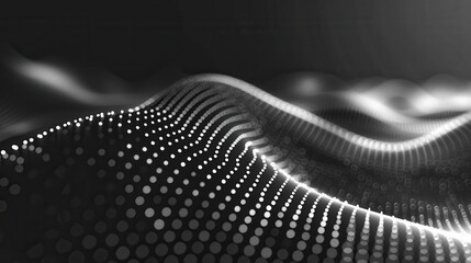 Abstract grayscale wave pattern of dots and light