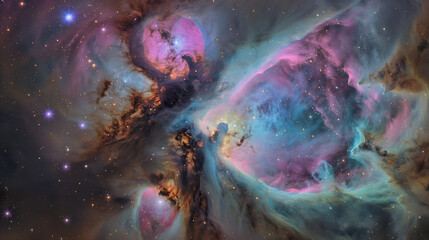 4K Cosmic Landscape with Vibrant Colors & Hyper-Realistic Details. Depth and dimension. Background, planets, nebula, stars, meteors