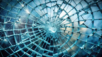 Fototapeta premium Abstract shattered glass texture with intricate crack patterns on background, shattered, glass, texture, abstract,background
