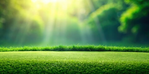 Naklejka premium Green short grass on a golf green background, golf course, putting green, turf, manicured, sport, outdoor, leisure, recreation