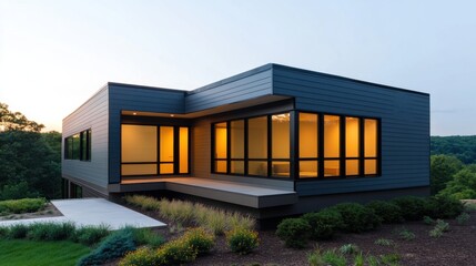 Fototapeta premium Modern Eco-Conscious House with Clean Features