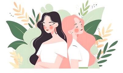 Two Young Women with Ample Copy Space,generation AI