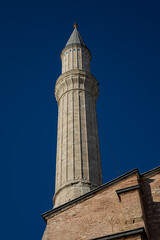 Fototapeta premium Architectural fragments of Hagia Sophia Grand Mosque Exterior (Ayasofya Cami), now a museum (Ayasofya Muzesi) is a top landmark of Istanbul. Istanbul, Turkey.
