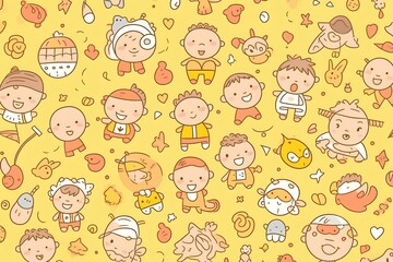 Obraz premium seamless pattern with kids