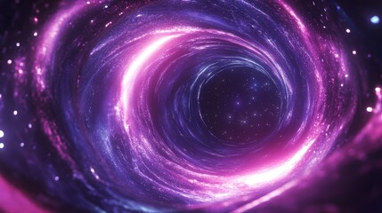 Fototapeta premium A 3D animation of a journey into a black hole, visualizing the extreme gravitational forces and time dilation effects