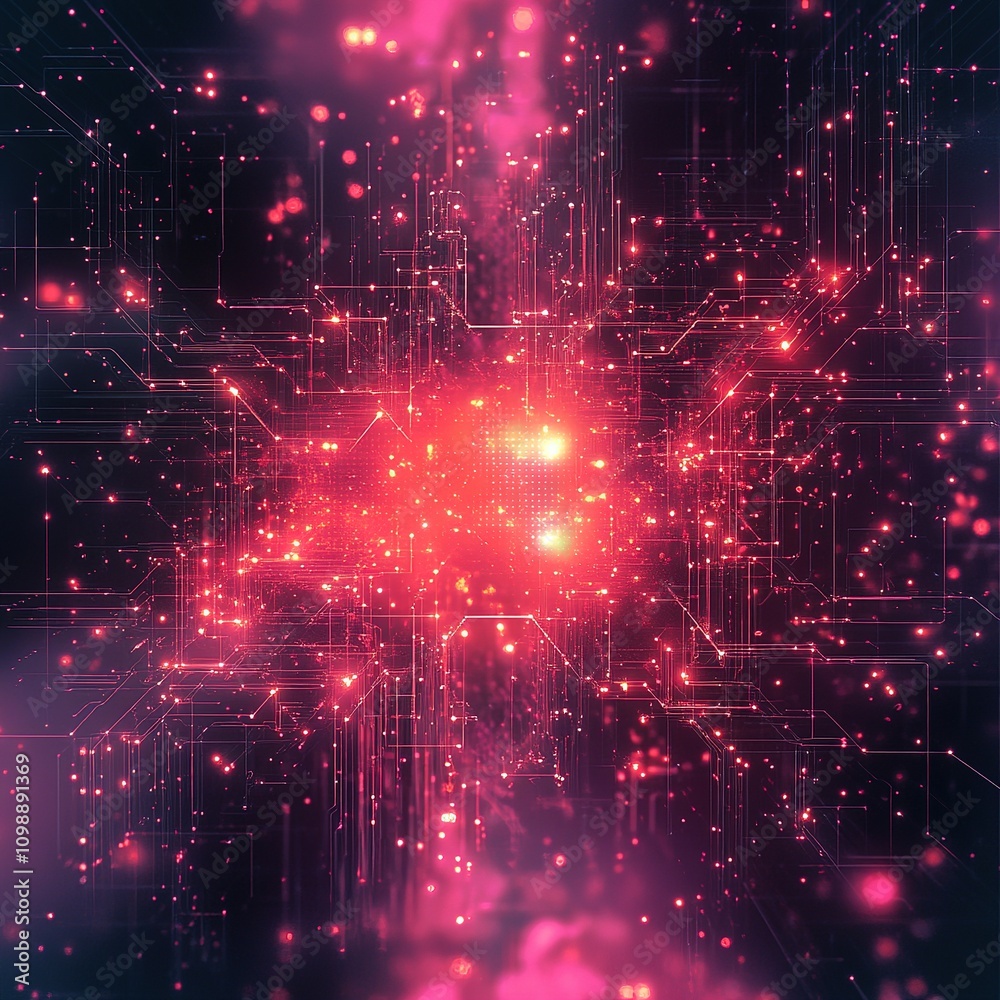Poster dynamic digital circuitry visualization abstract background technology concept futuristic environmen