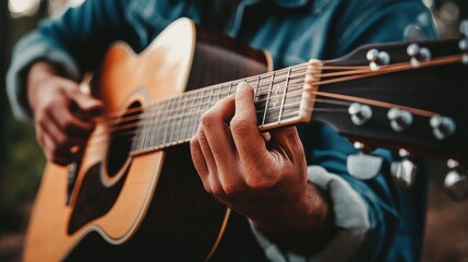 Fototapeta premium A passionate performer strumming melodies on the spanish guitar with skill and emotion