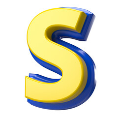 Fototapeta premium 3D Render of Yellow and Blue Letter S