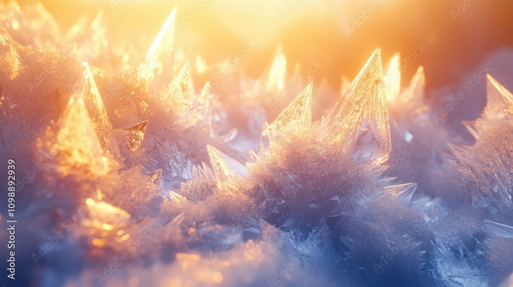 Aufkleber A mesmerizing abstract of shattered ice crystals, glowing with light in intricate fractal patterns, evoking the beauty of frozen water in a wintry landscape