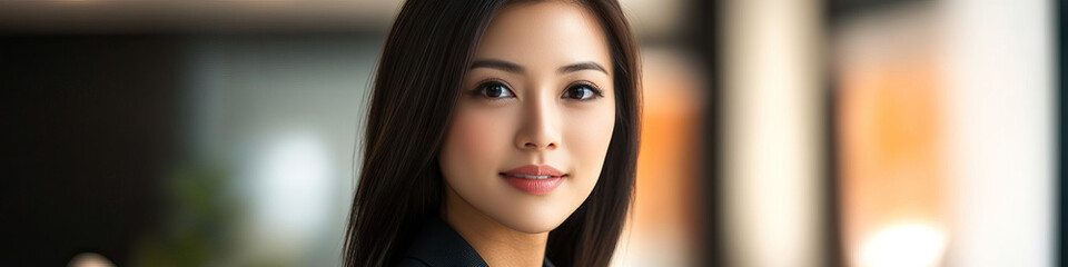 Fototapeta premium Confident Asian Businesswoman in an Office Setting