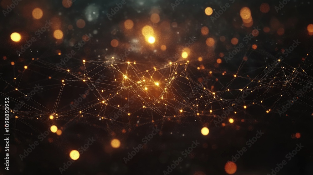 Aufkleber Abstract digital concept of interconnected data and network connections, with glowing nodes and lines symbolizing the flow of information in a modern technological world