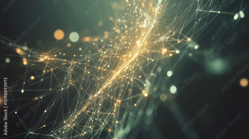 Aufkleber Abstract digital concept of interconnected data and network connections, with glowing nodes and lines symbolizing the flow of information in a modern technological world