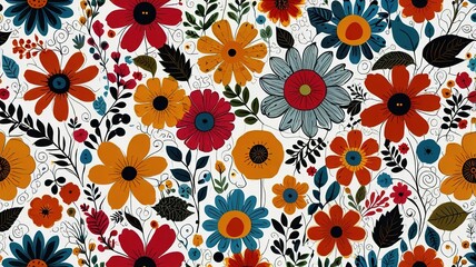 Fototapeta premium Funky floral illustration background