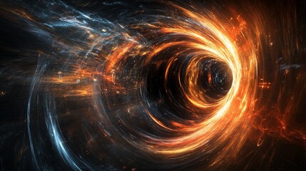 Obraz premium A conceptual image representing the intersection of black hole physics and quantum field theory, blending scientific and artistic elements