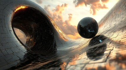 Obraz premium A conceptual image representing the intersection of black hole physics and quantum field theory, blending scientific and artistic elements