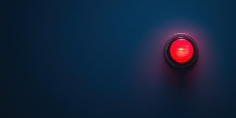 red siren light mounted on a ceiling or wall, symbolizing alertness, danger, or emergency. The empty background highlights the starkness of the signal, evoking urgency and vigilance