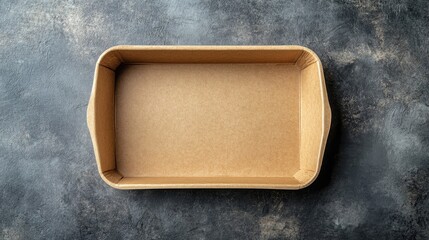 Rectangular closed cardboard takeaway food container viewed from above, featuring an eco-friendly design with a smooth surface ready for food service.