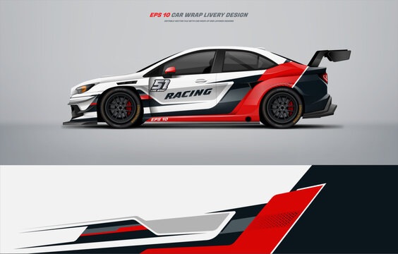 Sport racing Car branding with racing wrap decal or livery design Editable vector templates.