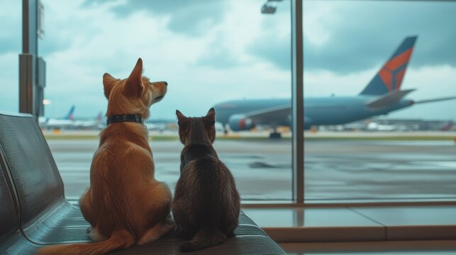 Dog and cat at airport. (1)