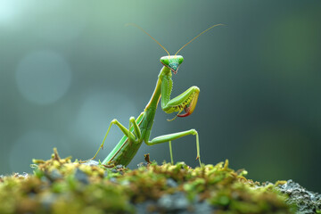 Mantis on a green background 