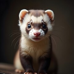 A cute ferret smiles at the camera.