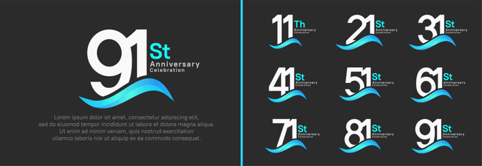 anniversary logotype set. vector design white color number can be use for special moment