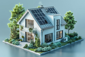 Fototapeta premium modern eco-friendly house surrounded by green spaces 
