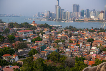 Obraz premium Close up on Gulangyu historical buildings, Xiamen, China, background