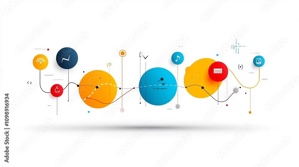 Aufkleber Modern of a vibrant speech bubble with dynamic sound waves symbolizing voice modulation and intonation clarity on a clean white background  Represents communication technology digital media