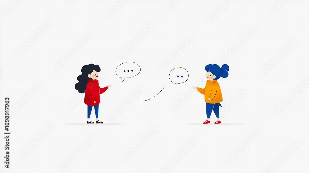 Aufkleber Visually captivating art showcasing an engaging conversation between two characters with clear voice modulation and visible intonation curves creating a dynamic and expressive digital