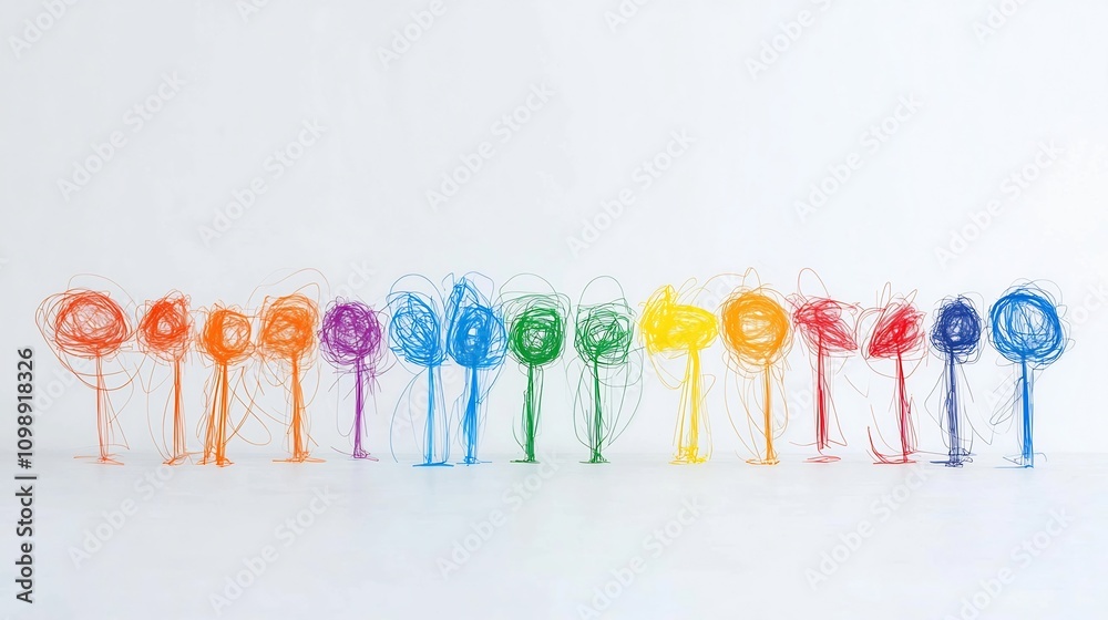 Aufkleber Vibrant and Representation Depicting the Dynamic Flow and Variation of a Colorful Dialogue Exchange on a White Background