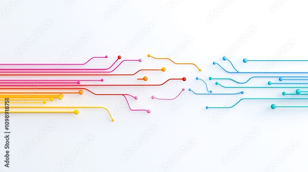 Leinwandbilder of glowing fiber optic cables with vibrant colorful light beams spreading out in a sleek futuristic 