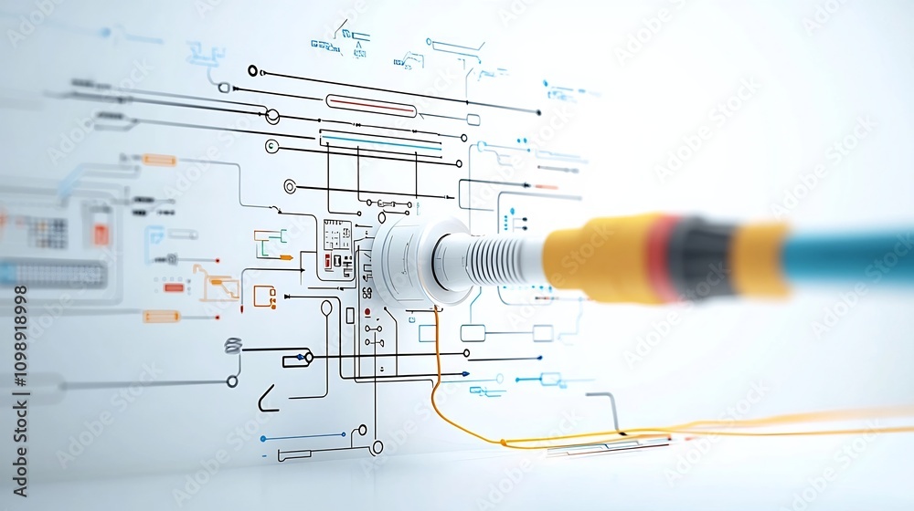 Poster vibrant and abstract depiction of fiber optic cables with luminous light rays symbolizing the high s