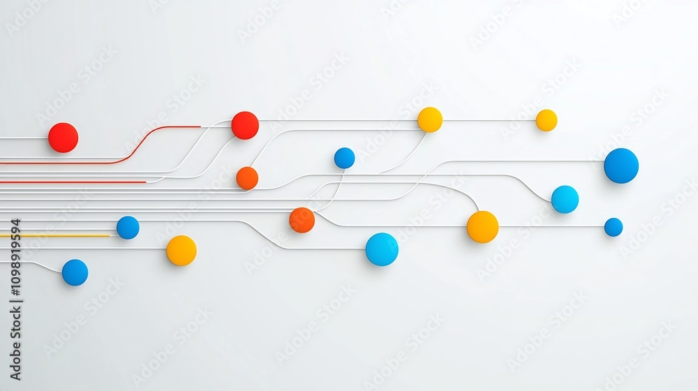 Aufkleber Abstract Creative Art of a Futuristic Fiber Optic Communication System with Colorful Data Transmission Lines and Advanced Technology Elements on a Clean White Background