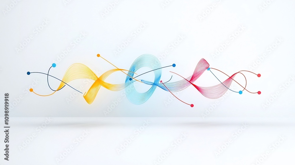 Aufkleber vibrant artwork depicting the principles of fiber optics and light transmission through a network of
