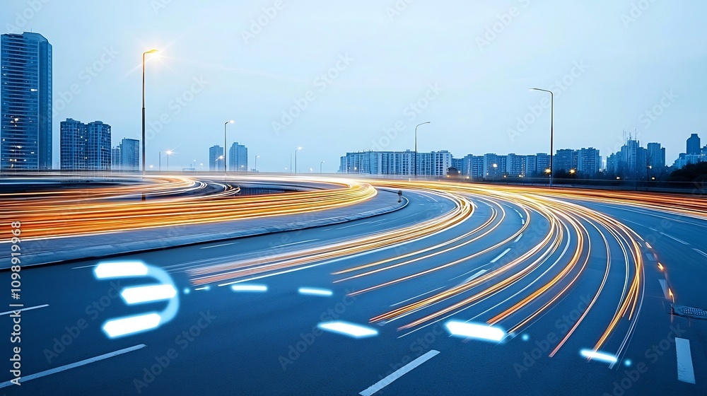 Leinwandbilder Futuristic abstract depiction of a fiber optic network with vibrant light trails symbolizing the fast and efficient data transfer on a clean white background